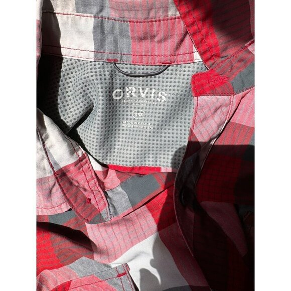 EUC Orvis Shirt Mens Size XXL Red White Plaid Performance Fishing Shirt‎ - Picture 3 of 7